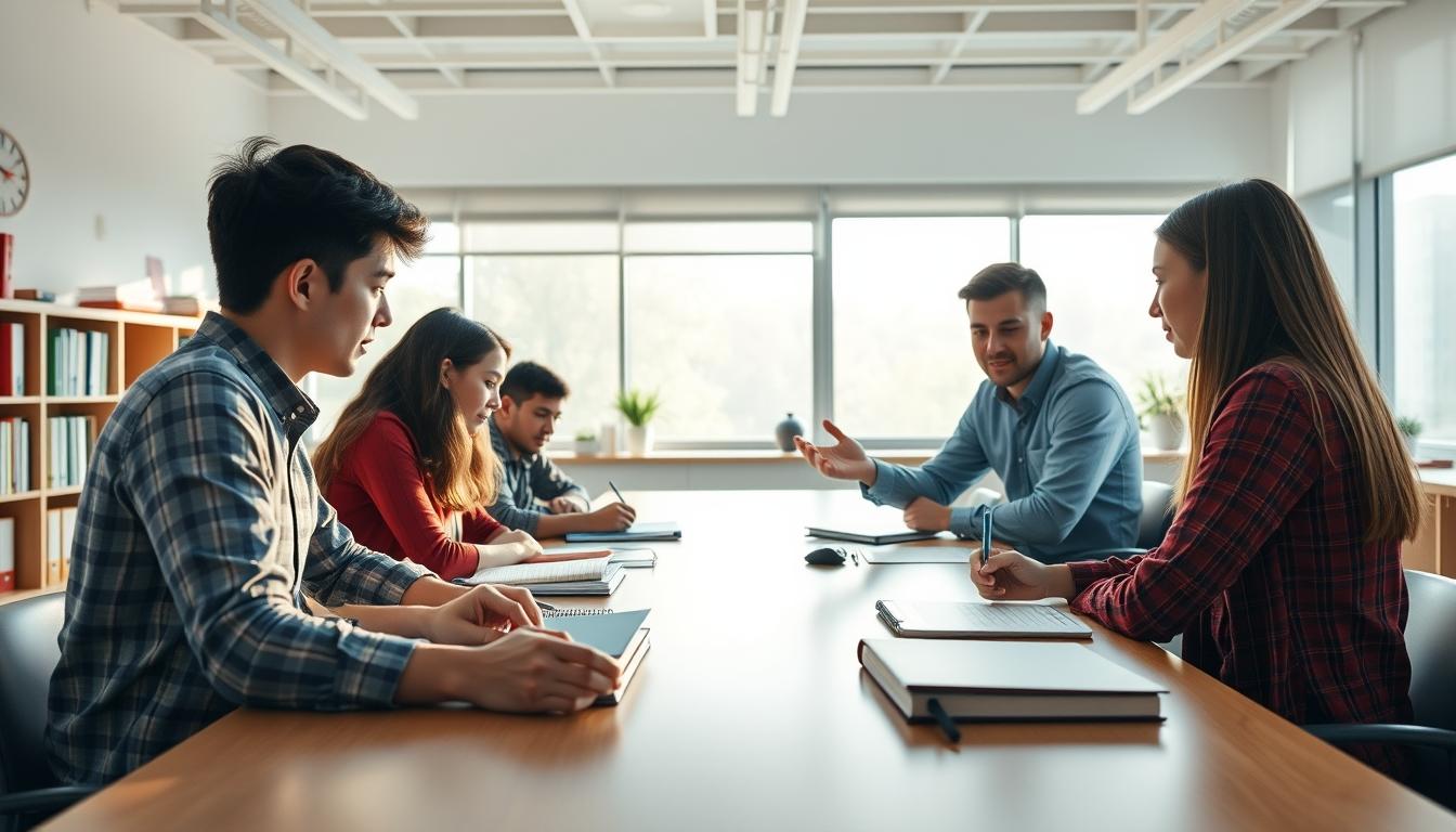 Student using a study guide to organize academic notes